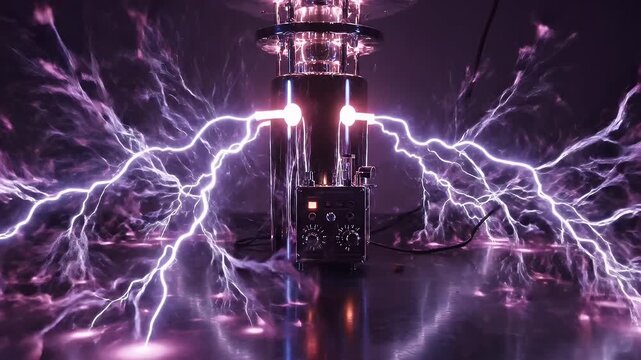 Tesla coil demonstration: High voltage electricity and electrical discharge experiments.
