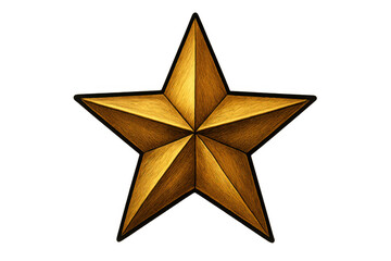 Obraz premium Golden five-pointed star award symbol on transparent background representing success, quality, and excellence