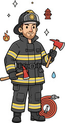 Firefighter Character Illustration