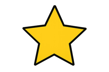 Fototapeta premium Yellow cartoon star icon with black outline. Rating, success, favorite, and quality concept symbol on transparent background