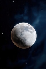 Obraz premium Illuminated moon in night sky with stars and clouds