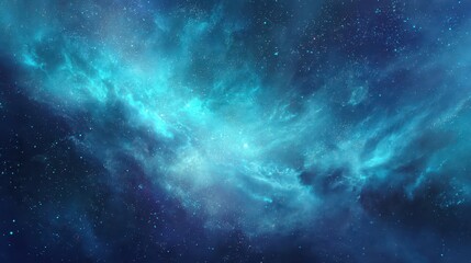 Dreamy blue space backdrop with cosmic swirls and soft gradients