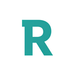 Fototapeta premium Bold teal letter R isolated on transparency