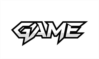 Bold Game Text Logo Design with Sharp Edges.