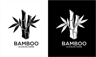 Bamboo Logo Design with Leaves and Stems.