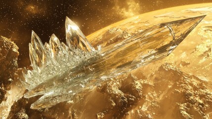 Crystal Godzilla Emerging from Earth - A Sci-Fi Monster Unleashed.