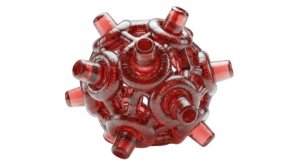 Abstract Red Sphere with Protrusions on White Background