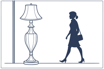 woman silhouette in cafe holding wine glass