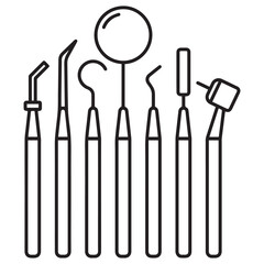 Dental Instrument Outline Icon Set