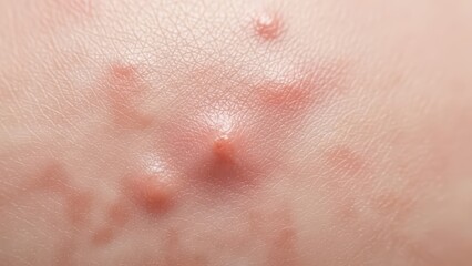 Close-up of skin with acne pustules and blemishes