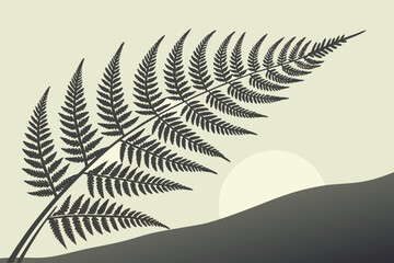 fern leaf on black background vector illustration © faima2003