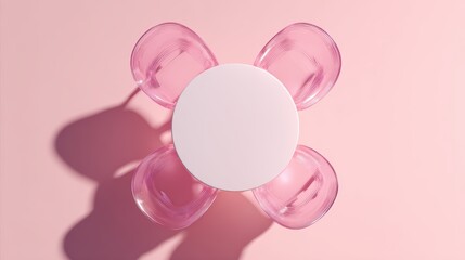Minimalist pink flower aesthetic with circle center and petal arrangement.