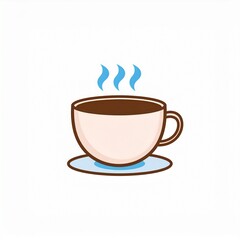 Obraz premium A close-up illustration of a steaming cup of coffee on a saucer, representing a warm beverage and a moment of relaxation