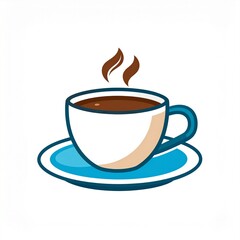 Obraz premium A warm, inviting illustration of a steamy coffee cup on a saucer, perfect for symbolizing comfort, energy, and a refreshing break or cozy morning ritual