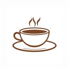 Obraz premium Simple illustration of a steaming cup of coffee on a saucer, perfect for cafes and coffee lovers