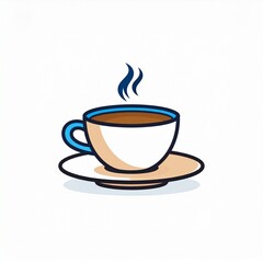 Obraz premium A steaming cup of coffee on a saucer, depicted in a charming illustration, perfect for cafe or beverage-related designs