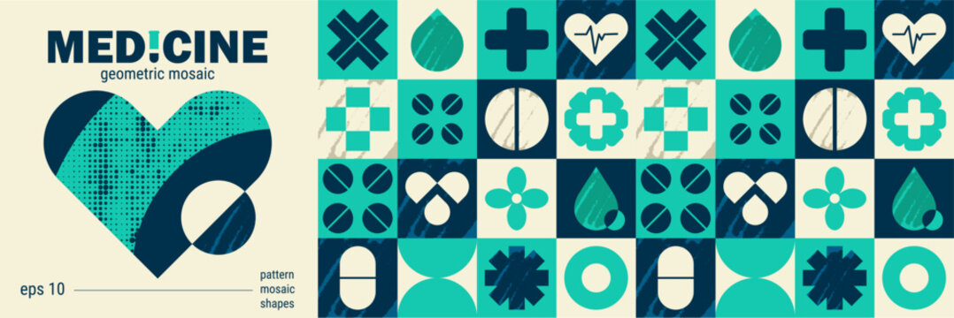 Medical mosaic pattern for healthcare backgrounds and hospital science . - Powered by Adobe