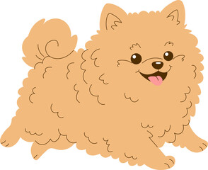 Cute Happy Pomeranian Puppy Running Cartoon