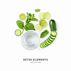 Detox ingredients isolated on white background