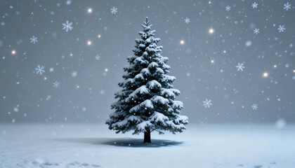 Fototapeta premium merry christmas tree isolatetd snow