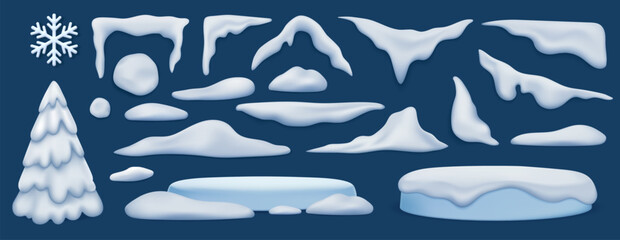 Realistic vector set of snow drifts