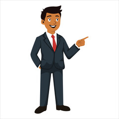 Illustration of a male businessman character shown in three different poses. Suitable for presentations, marketing materials, educational content, and various professional design projects that require