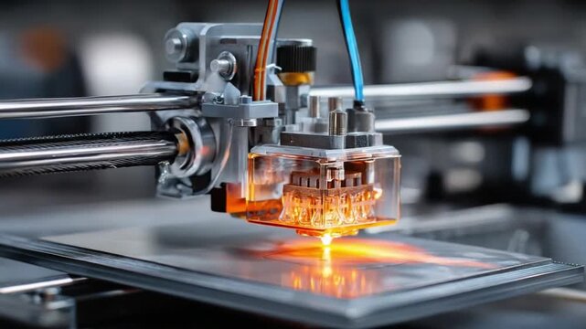 Innovative 3D Printer in Action: Close-up of a 3D printer in operation, layer by layer, showing the precision and innovation of additive manufacturing. Witnessing the future of creation.