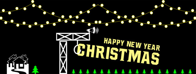 Christmas lights, Xmas decorations glowing orange and white garlands. For light design 