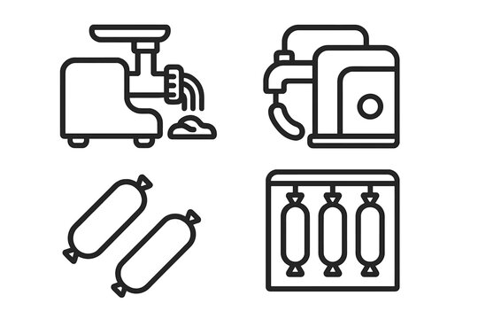 Industrial meat processing and sausage production equipment and finished products