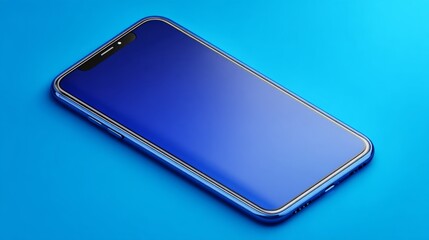 Frameless smartphone blank screen mockup in rotated isometric perspective, 3d vector mobile phone illustration for ui ux interface design, app presentation, digital infographics, and modern technology