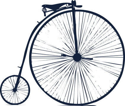 Silhouette of a penny-farthing bicycle with a large front wheel bike vintage