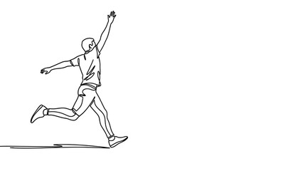 One line art of continuous line drawing of a man running and reaching upwards