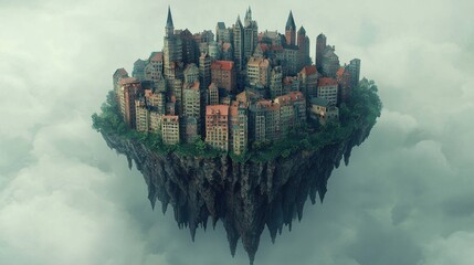 Floating City in the Sky - A Surreal Architectural Fantasy.