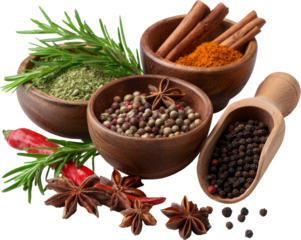 Herbs and spices mix isolated on clean white or transparent background