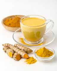 Turmeric Herbal Drink in Clear Glass – Healthy Traditional Yellow Tonic