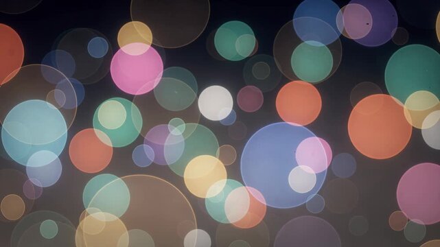 Soft Focus Multi Colored Bokeh Circles on Dark Gradient Background for Abstract Dreamy Effect