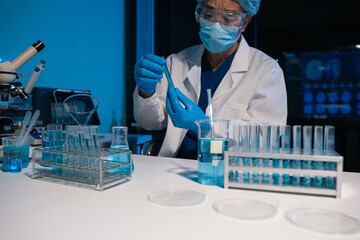 Life scientists researching in a modern lab,  biotech innovation, medical analysis, DNA research,...