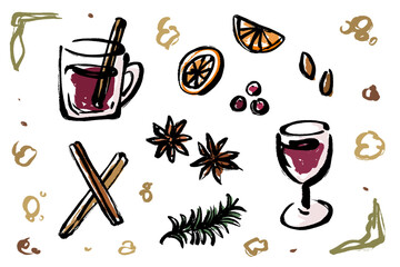 ホットワインとスパイスの手描きイラスト集 © eto itosawa