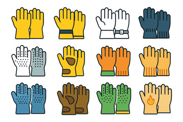 Fototapeta premium Various colorful glove styles and designs for different uses.