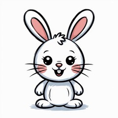 Fototapeta premium Cute Toddler Drawing of a Bunny Character in Bright Colors With a Friendly Expression