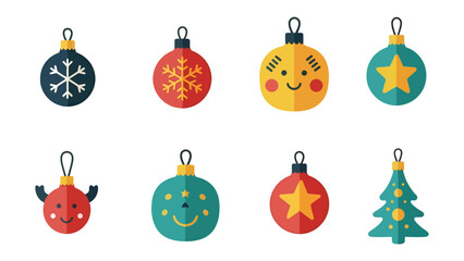 Festive Ornaments Arrayed: A vibrant assortment of colorful ornaments, each bearing a unique holiday-themed design, poised to adorn and infuse cheer into celebratory moments.