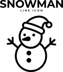 Snowman line icon simple winter holiday symbol for graphic design isolated on white background