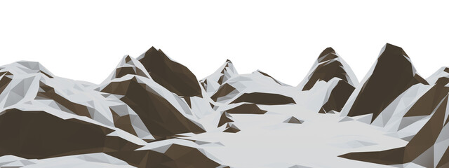 Low poly snowy mountain. winter landscape. Snow covered stone