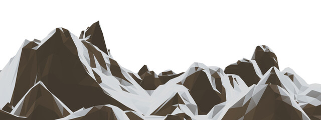 Low poly snowy mountain. winter landscape. Snow covered stone