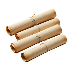 Fototapeta premium Four Vintage Scrolls Tied with String