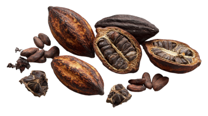 Exploring the Richness of Cocoa Unveiling the Secrets of Flavor and Aroma with a Dark on transparent background