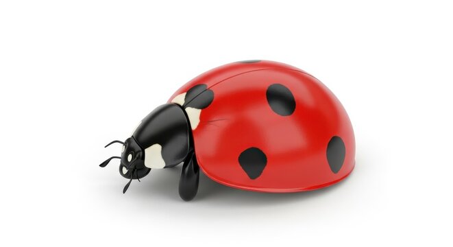 Enchanting depiction showcasing a vibrant ladybug against a pristine white backdrop - Powered by Adobe