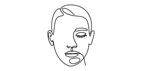 Minimalist one line drawing of a womans face abstract art