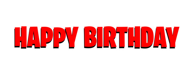 Happy birthday red text on transparent background isolated