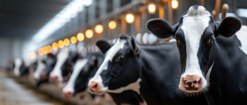 Milk milking machine in use at a cow farm during a farmer fair with cows being lifted by a laser system to the milk robot miller